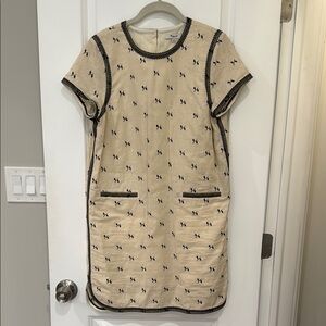 Madewell Cream Dress with Black Stitching